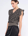 Beca Crochet Sleeve Alpaca Vest | Black Melange