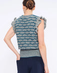 Beca Crochet Sleeve Alpaca Vest | Dark Green Melange