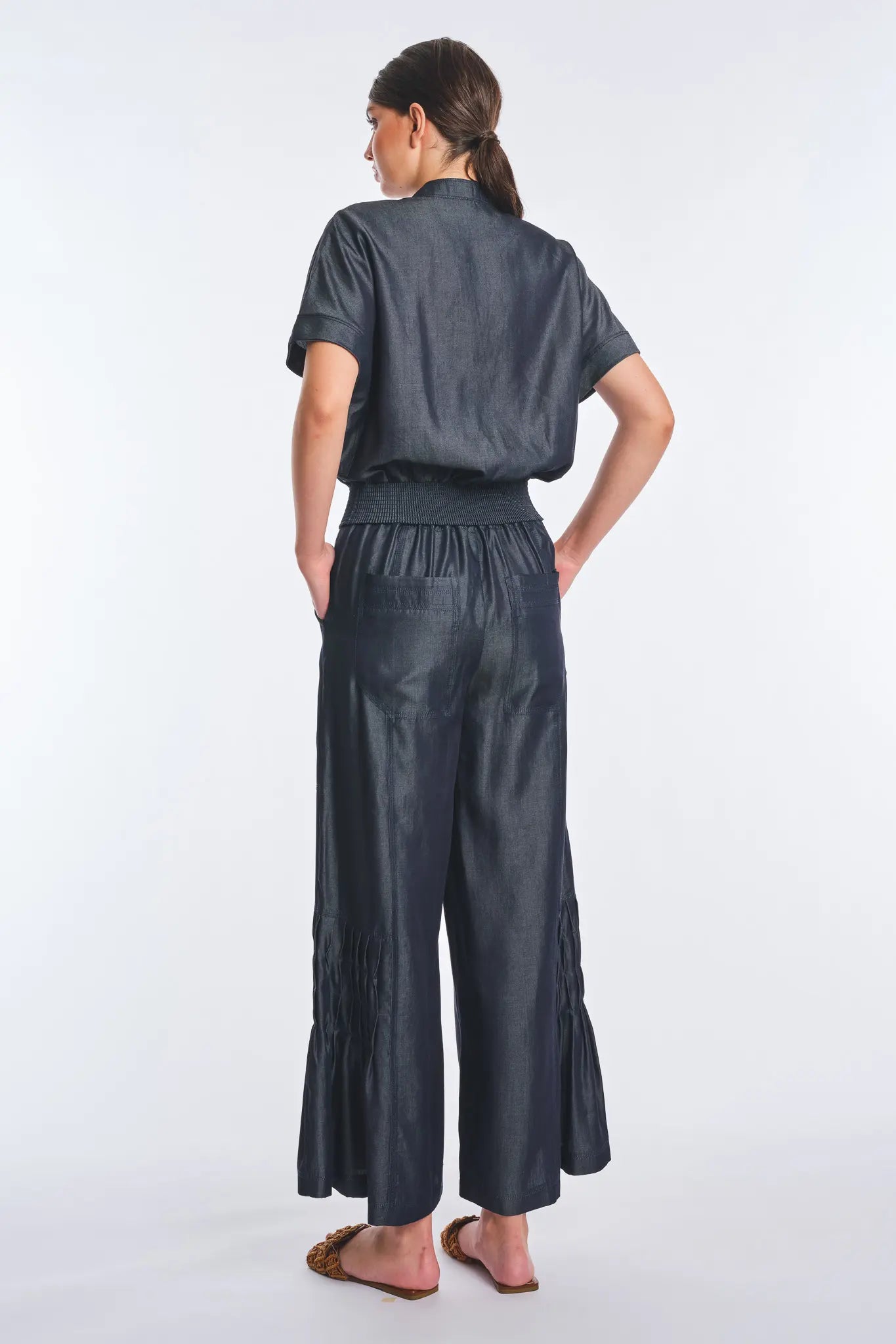 Berna Denim Tencel Wide-Leg Pant | Navy