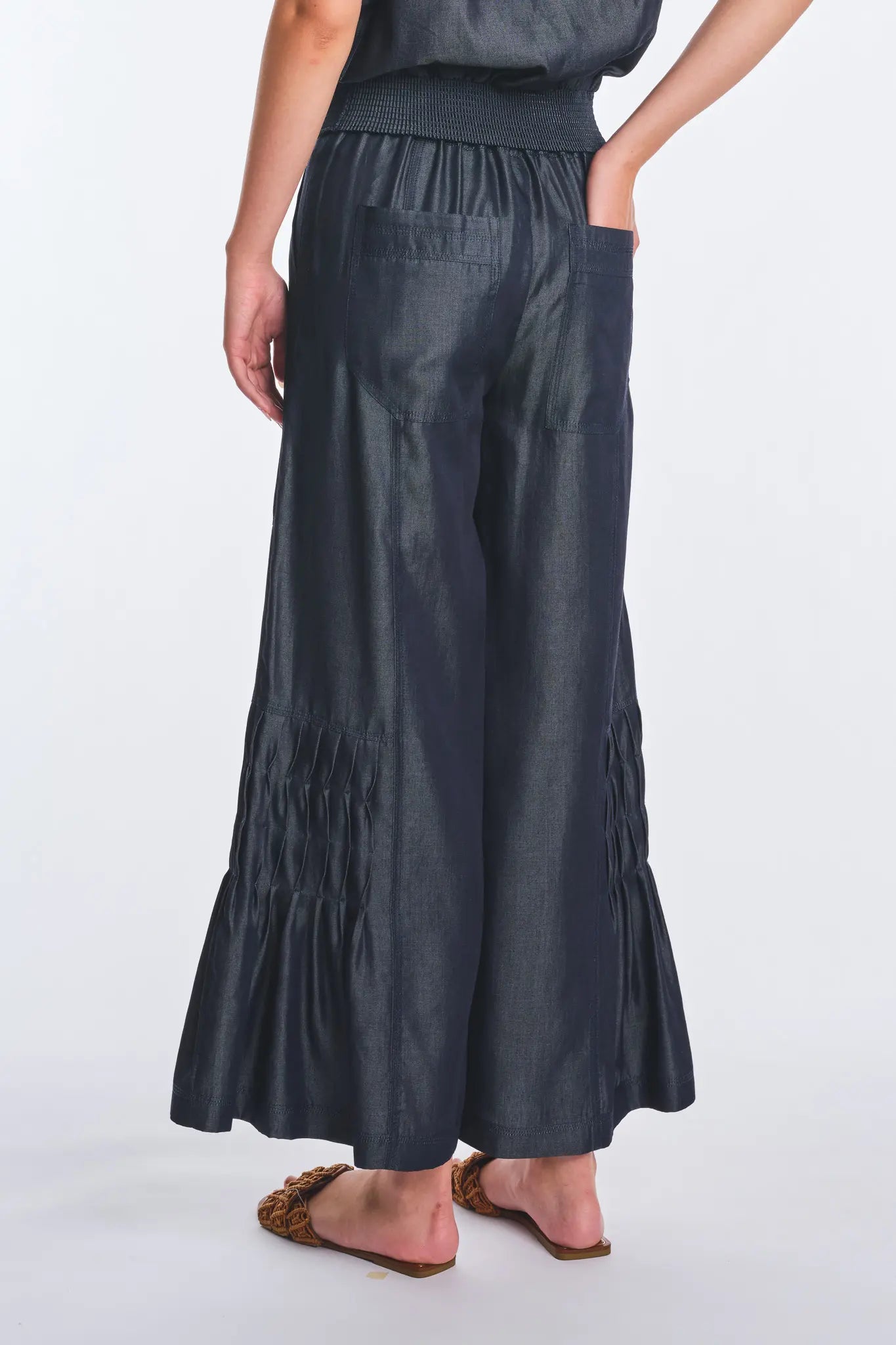 Berna Denim Tencel Wide-Leg Pant | Navy