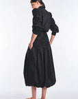 Bimba Cotton Balloon Midi Skirt | Black