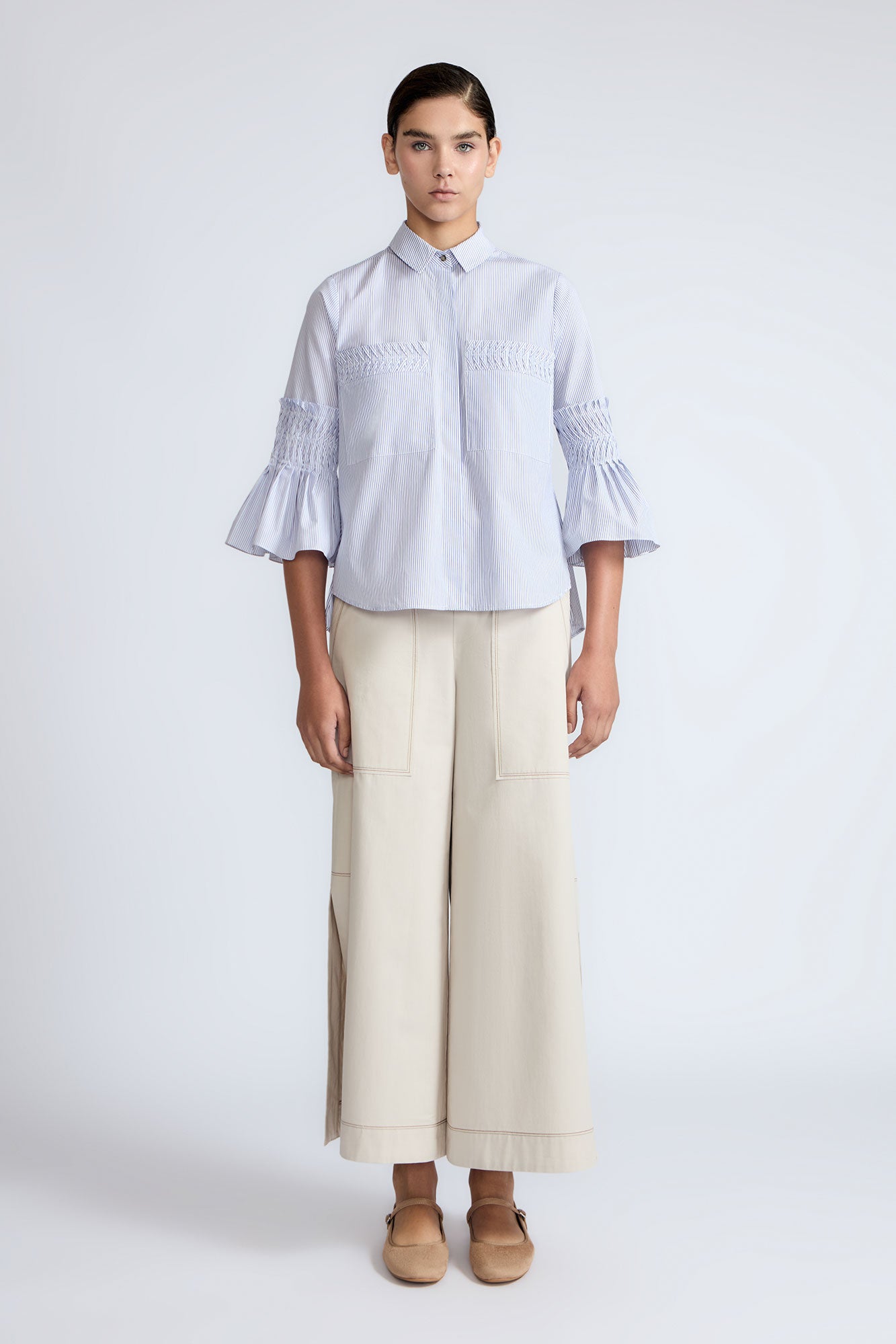 Callie Blouse | Light Blue Stripes