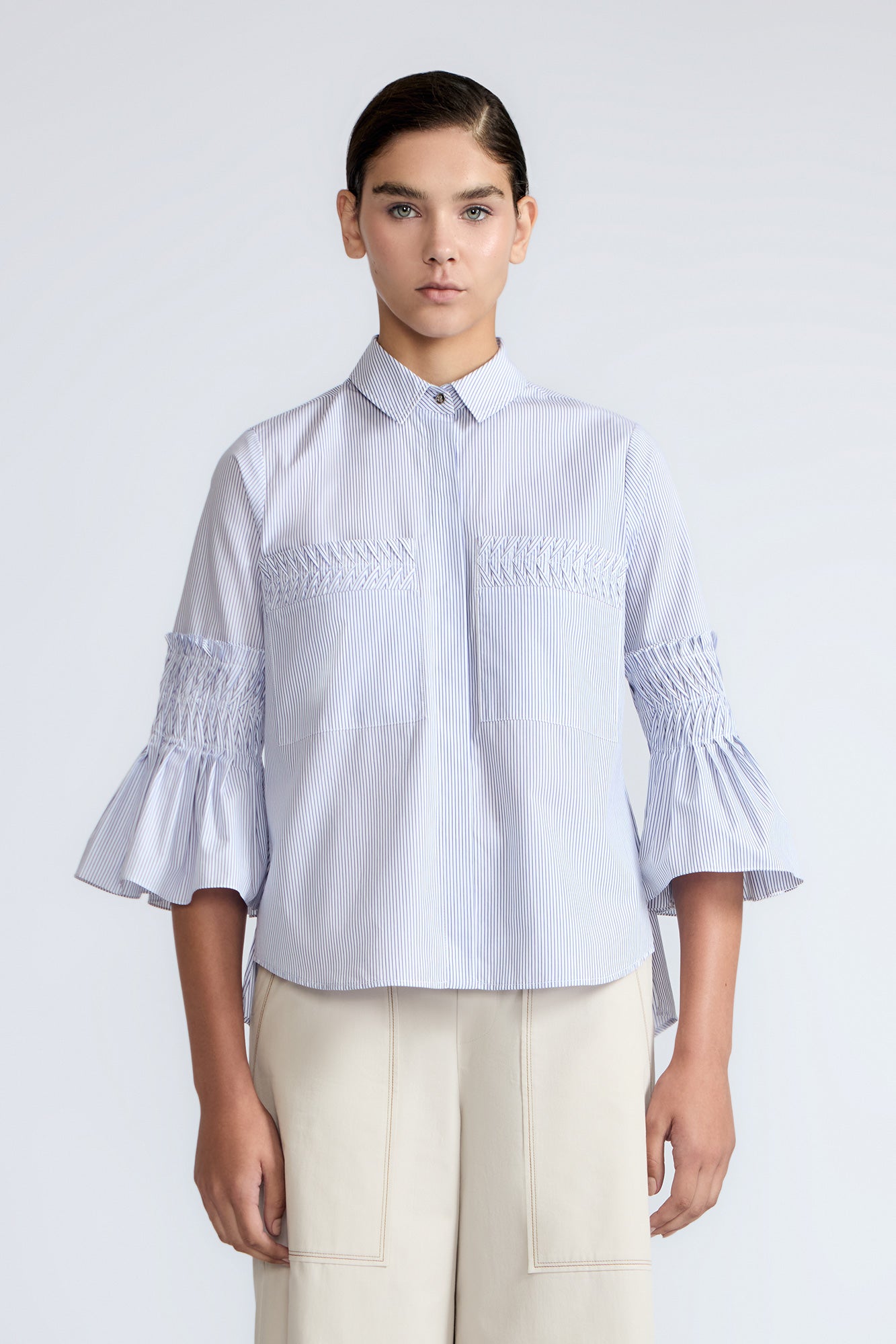 Callie Blouse | Light Blue Stripes