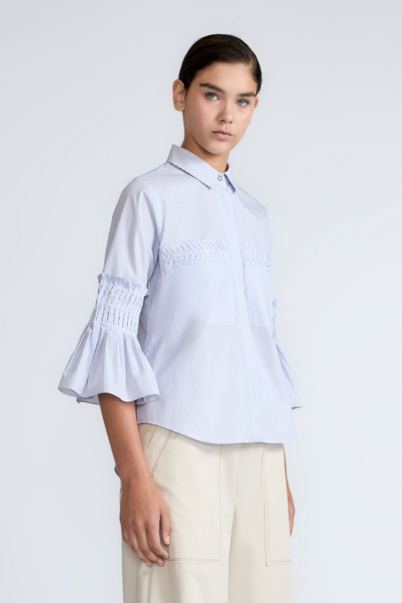 Callie Blouse | Light Blue Stripes