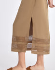 Cameron Dress in Taupe – Relaxed-fit linen blend midi dress with keyhole neckline and embroidered hem by AMEDBAM.