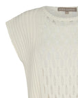 Caroline Vest in Ivory Melange with short sleeves and a round neck