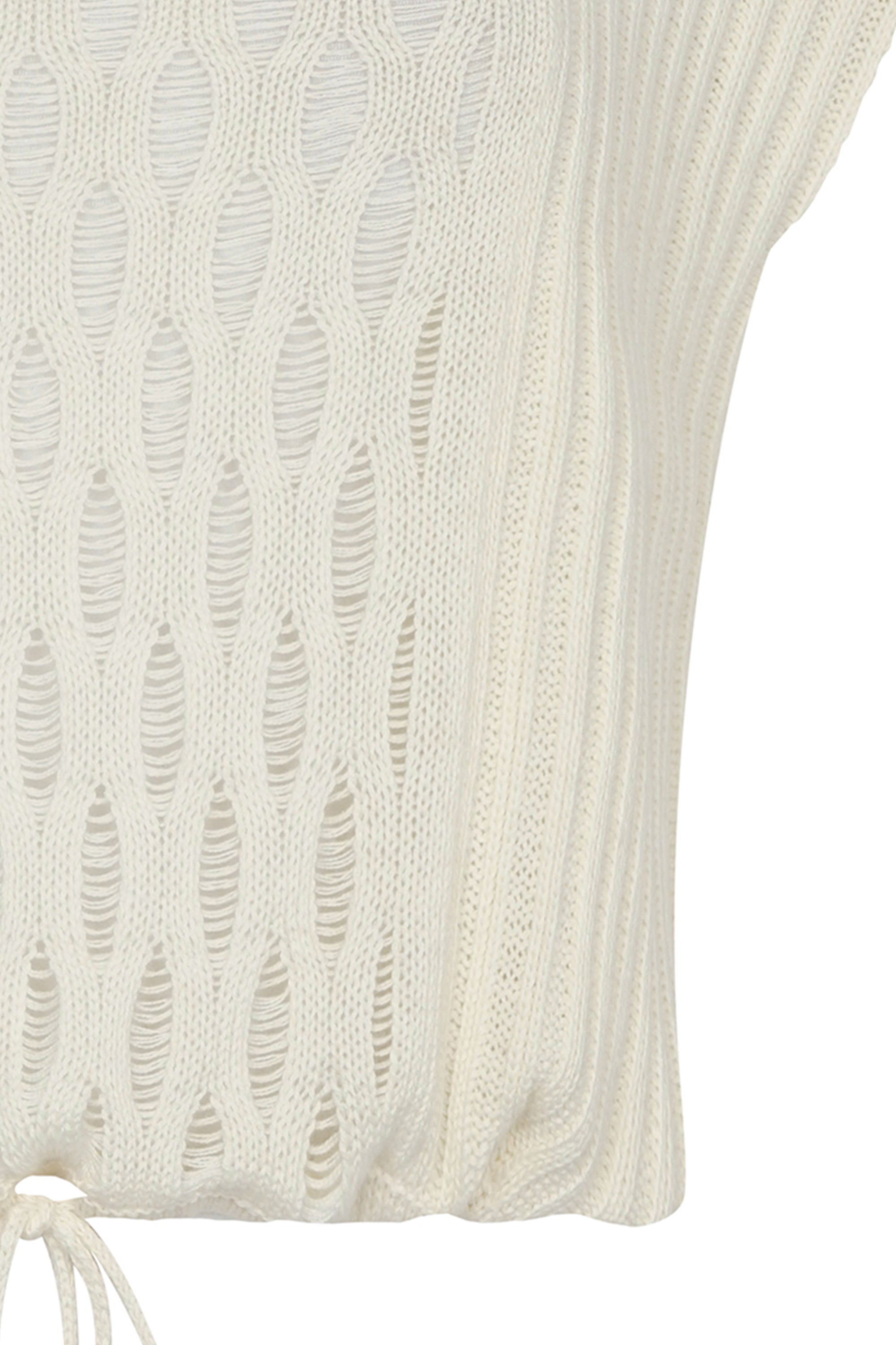 Caroline Vest in Ivory Melange with short sleeves and a round neck