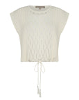 Caroline Vest in Ivory Melange with short sleeves and a round neck