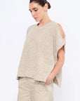 Chelsea Openwork Alpaca Poncho | Beige Melange