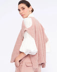 Chelsea Openwork Alpaca Poncho | Rose Melange