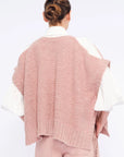Chelsea Openwork Alpaca Poncho | Rose Melange