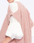 Chelsea Openwork Alpaca Poncho | Rose Melange