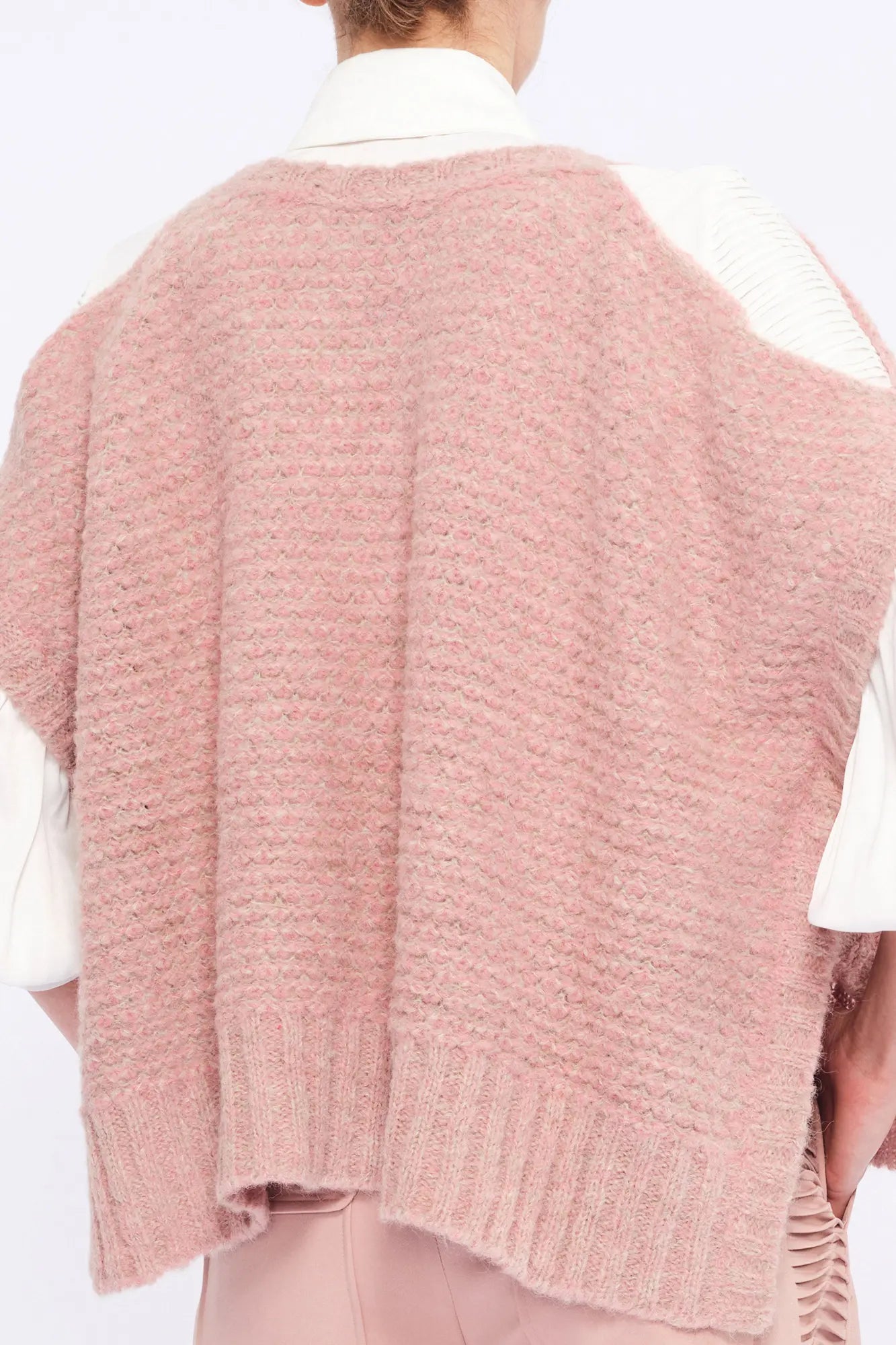 Chelsea Openwork Alpaca Poncho | Rose Melange