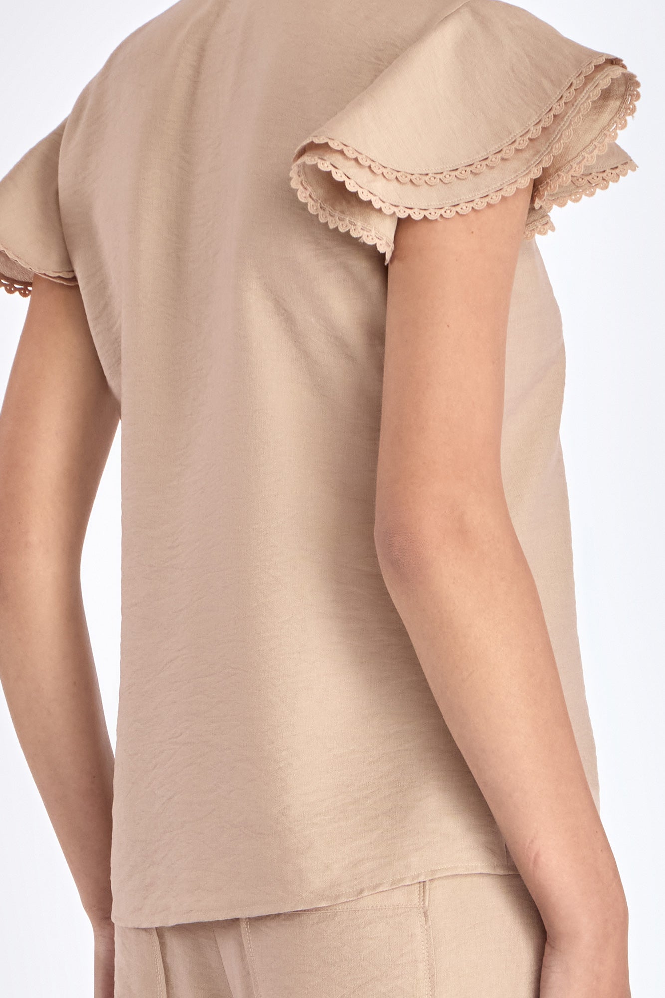 Clark Ruffle Sleeve Blouse in Nude | Sitka Semsch