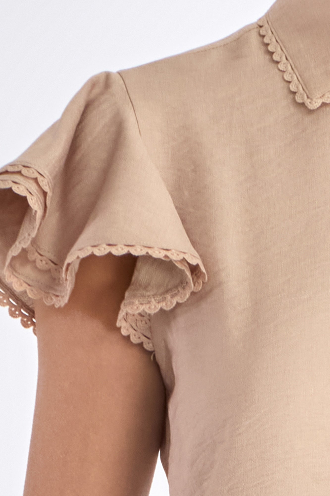 Clark Ruffle Sleeve Blouse in Nude | Sitka Semsch