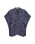 Dahlya Poncho in Navy Melange with a sleek open-knit design