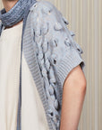 Dahlya Poncho in Silver Melange with batwing sleeves and chic woven hems