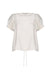 Davina silk top in off white with crochet ribbon details and adjustable hem