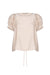 Davina silk top in sand with elegant crochet ribbon details