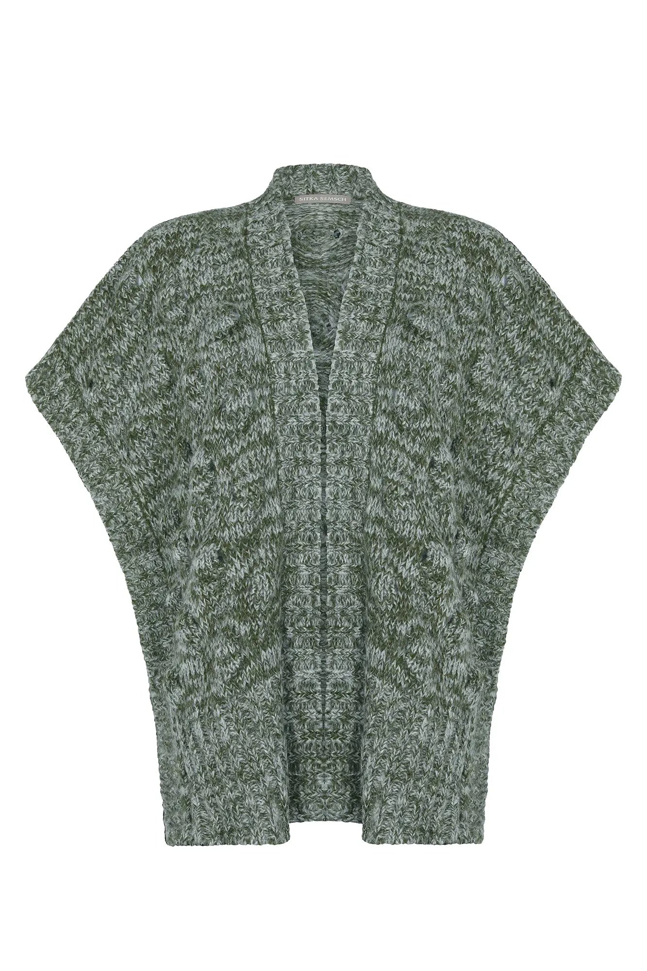 Dayana Alpaca Fringe Poncho | Olive Melange