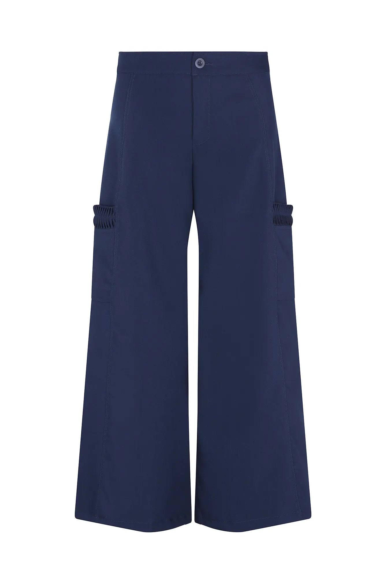 Front view of the Daysi Trouser in Ecru, showcasing its fluid wide-leg silhouette.