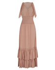 Ebrill Dress in Blush | Romantic Silk Dress with V-neckline & Elasticated Waist | Sitka Semsch