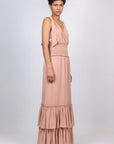 Ebrill Silk Ruffle Dress | Blush