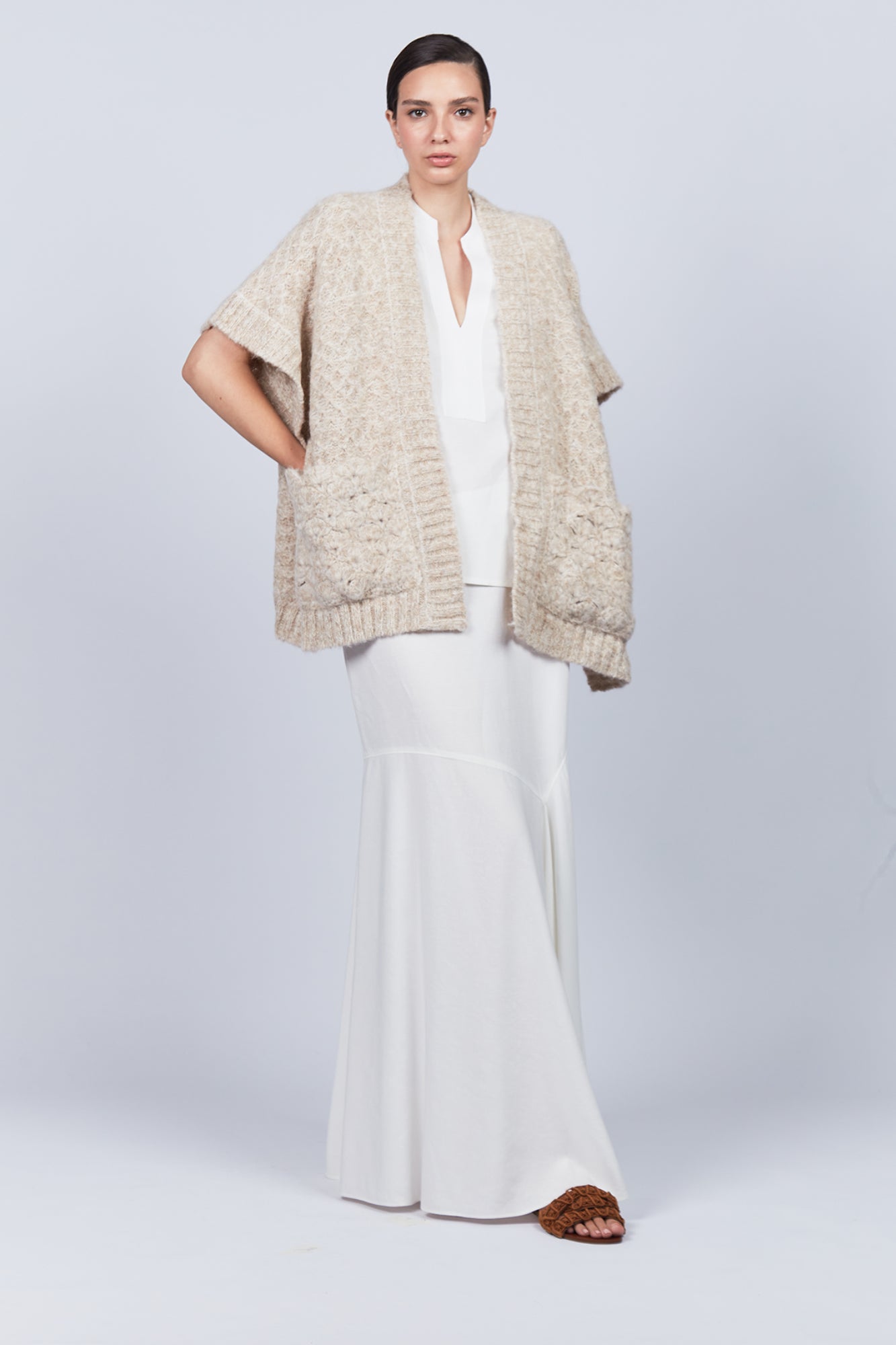 Elaine Poncho | Beige Melange