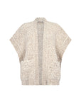 Elaine Poncho in Beige Melange with front patch pockets and dropped sleeves