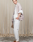 Elaine Poncho in Rose Melange with dropped sleeves and patch pockets