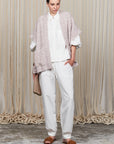 Elaine Poncho in Rose Melange with dropped sleeves and patch pockets