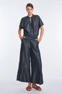 Felicity Denim Tencel Tie-Front Blouse | Navy