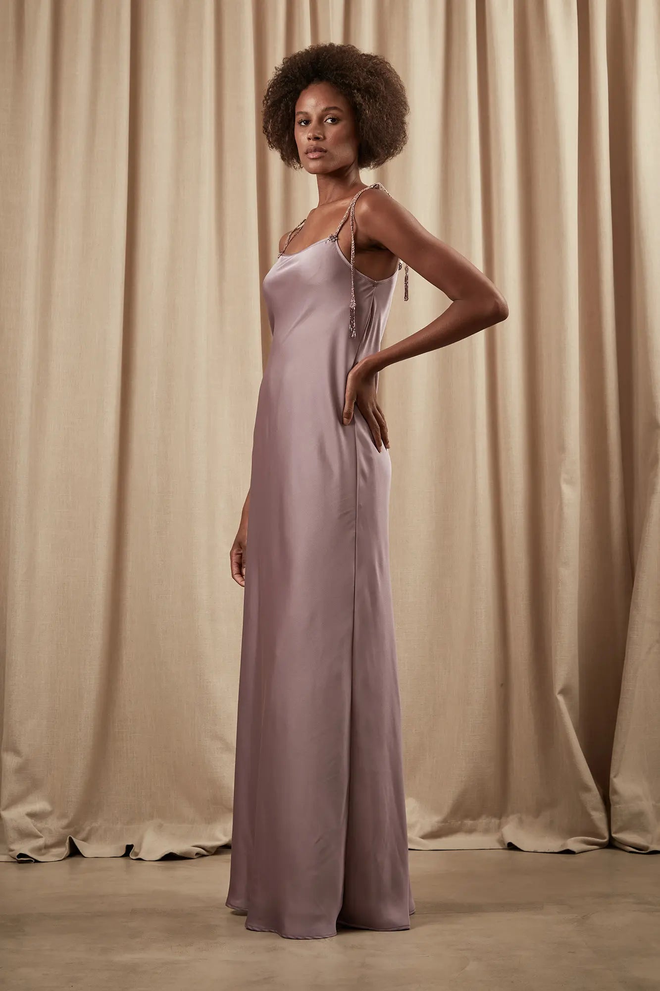 Gema Fluid Woven Strap Dress | Lavender