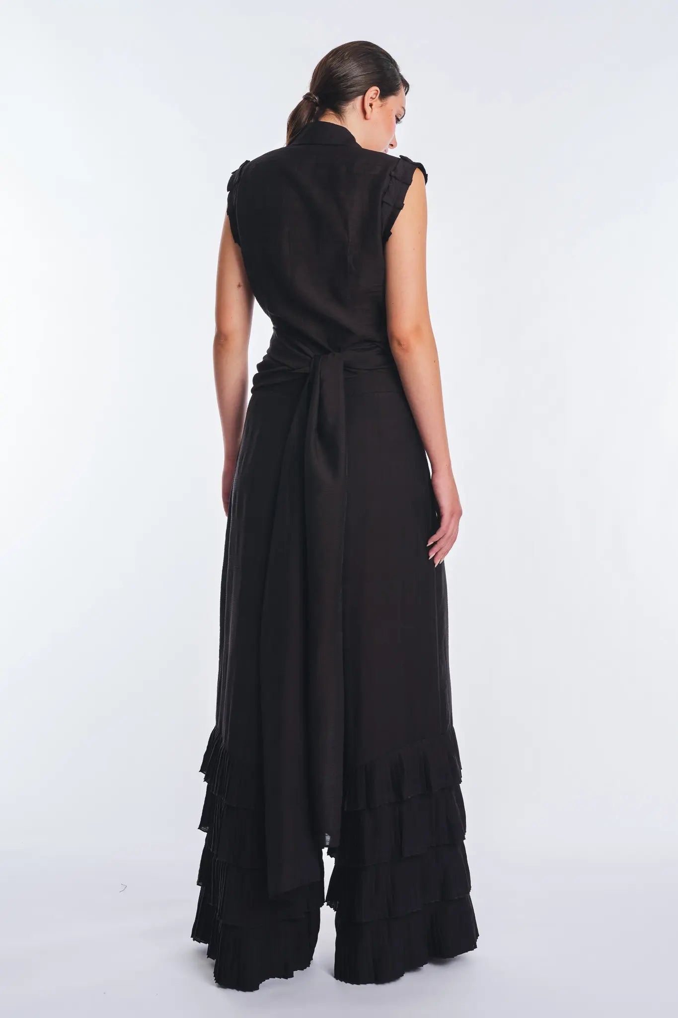 Harlow Wide-Leg Pant with Ruffle Hem | Black