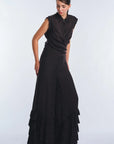 Harlow Wide-Leg Pant with Ruffle Hem | Black