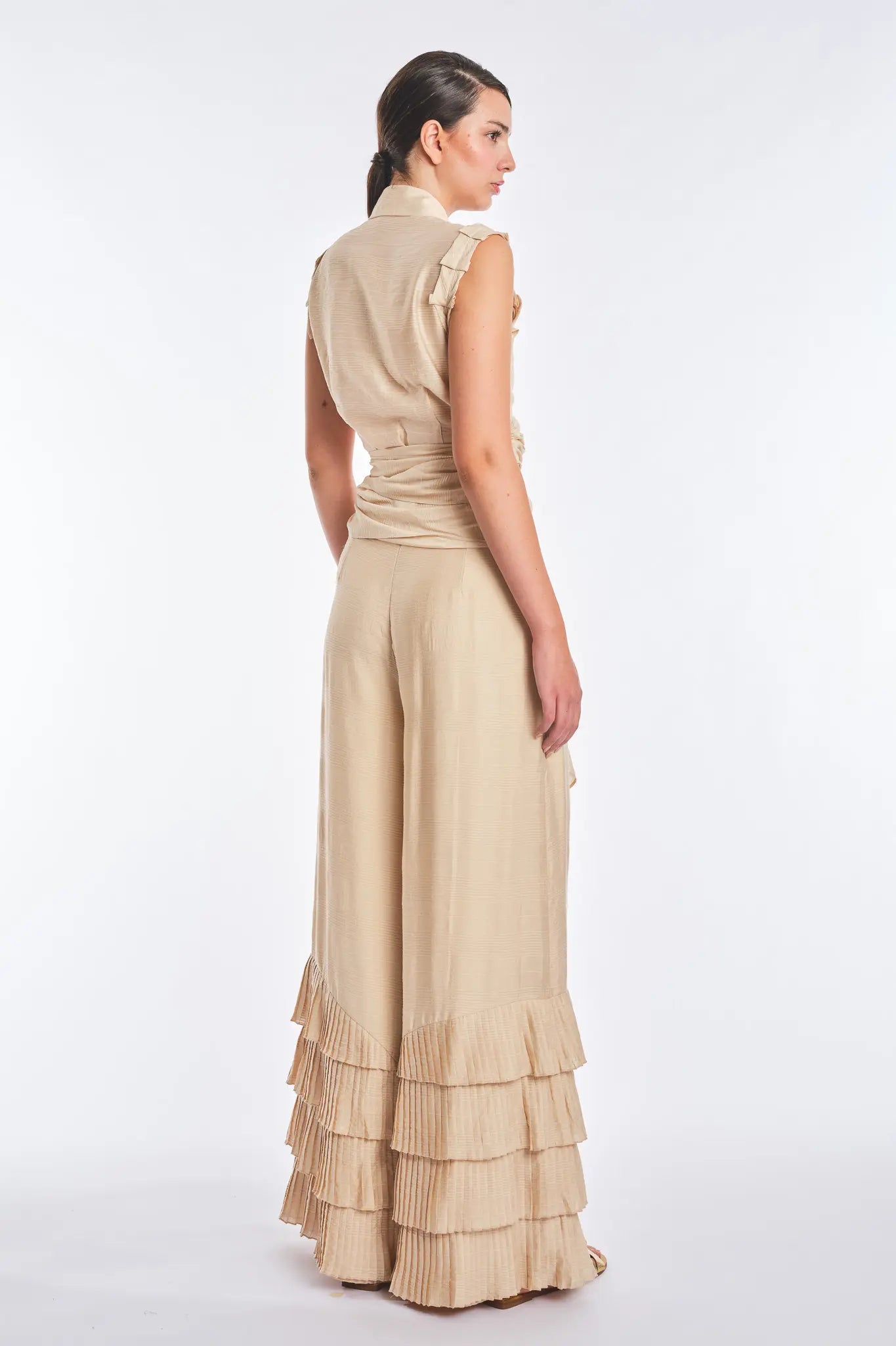 Harlow Wide-Leg Pant with Ruffle Hem | Vanilla