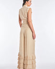 Harlow Wide-Leg Pant with Ruffle Hem | Vanilla