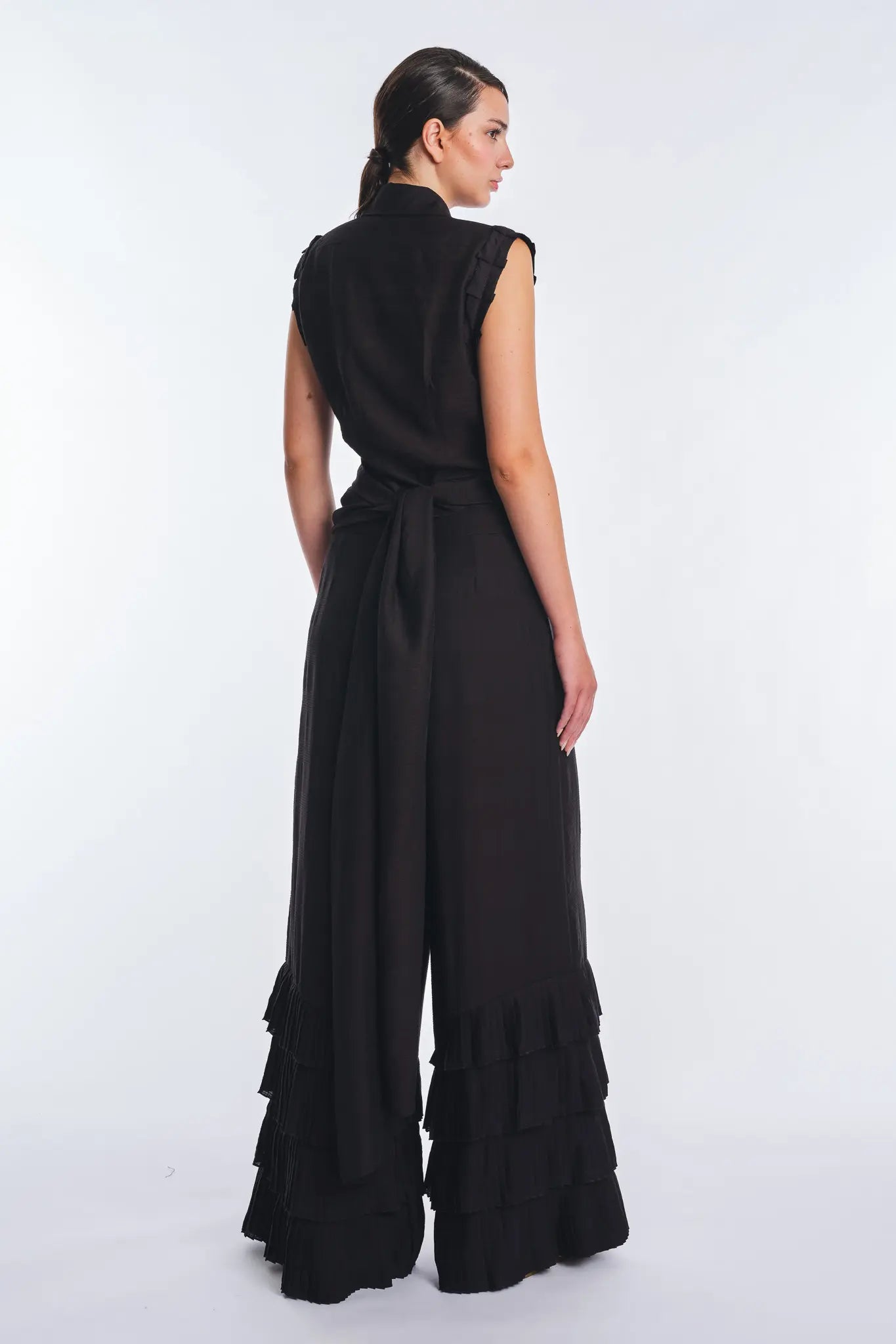 Harlow Sleeveless Wrap Blouse | Black