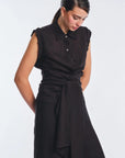 Harlow Sleeveless Wrap Blouse | Black