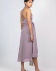 Izenia Crochet-Belt Silk Dress | Lilac