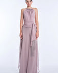 Izenia Silk Halter Top with Beaded Detail | Lilac