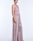 Izenia Silk Halter Top with Beaded Detail | Lilac