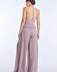 Izenia Silk Halter Top with Beaded Detail | Lilac