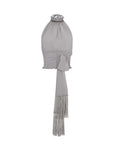 Izenia Silk Halter Top with Beaded Detail | Silver