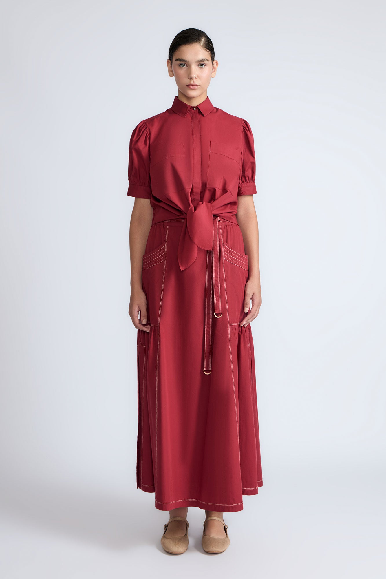 Josie Blouse in Wine – 100% cotton blouse with tonal lace, relaxed fit, and feminine detailing for elevated everyday wear.