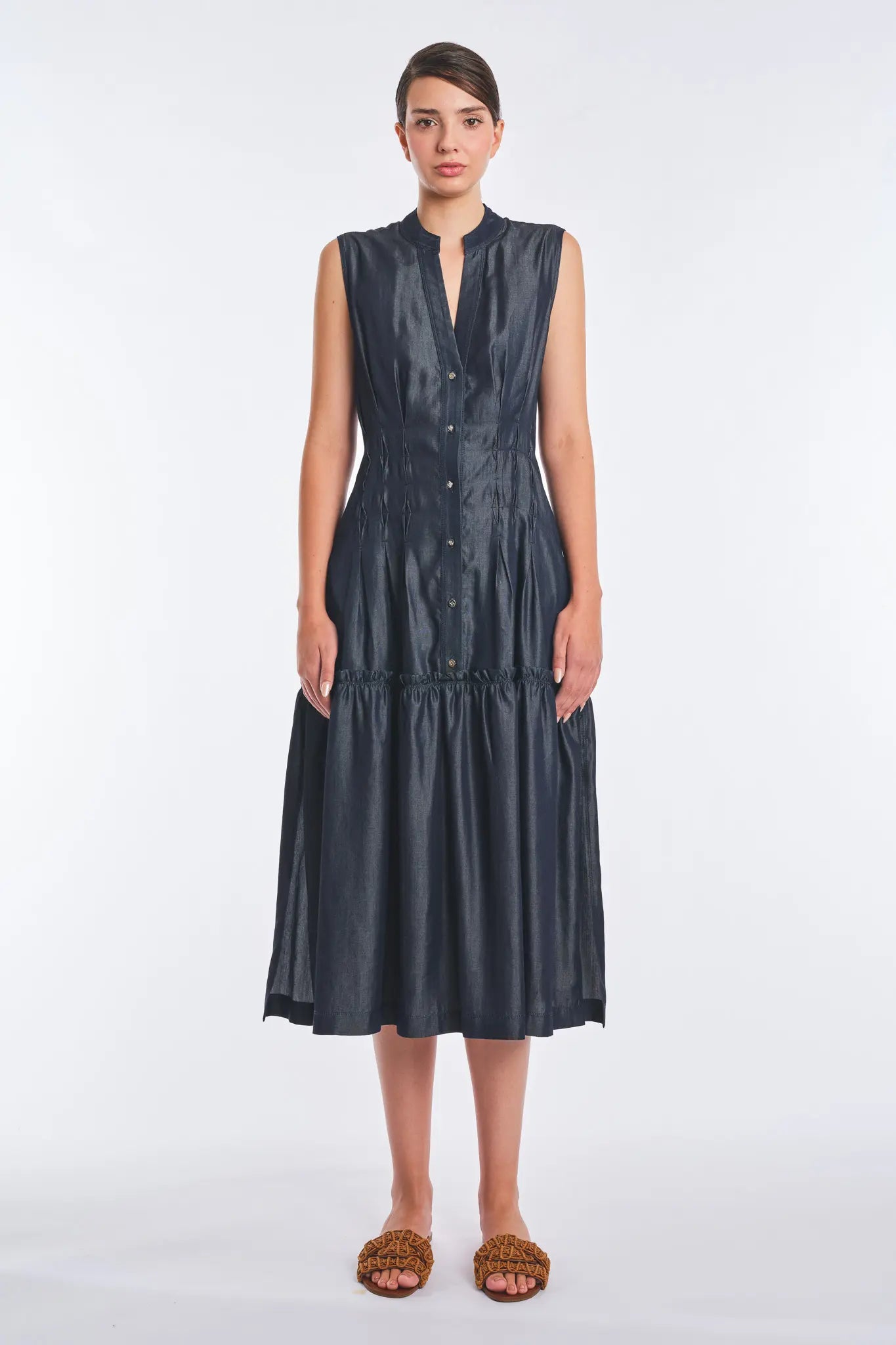 Kenny Maxi Dress – Elevated Fluid Denim in Navy Kenny Maxi Dress – Elevated Fluid Denim in Navy