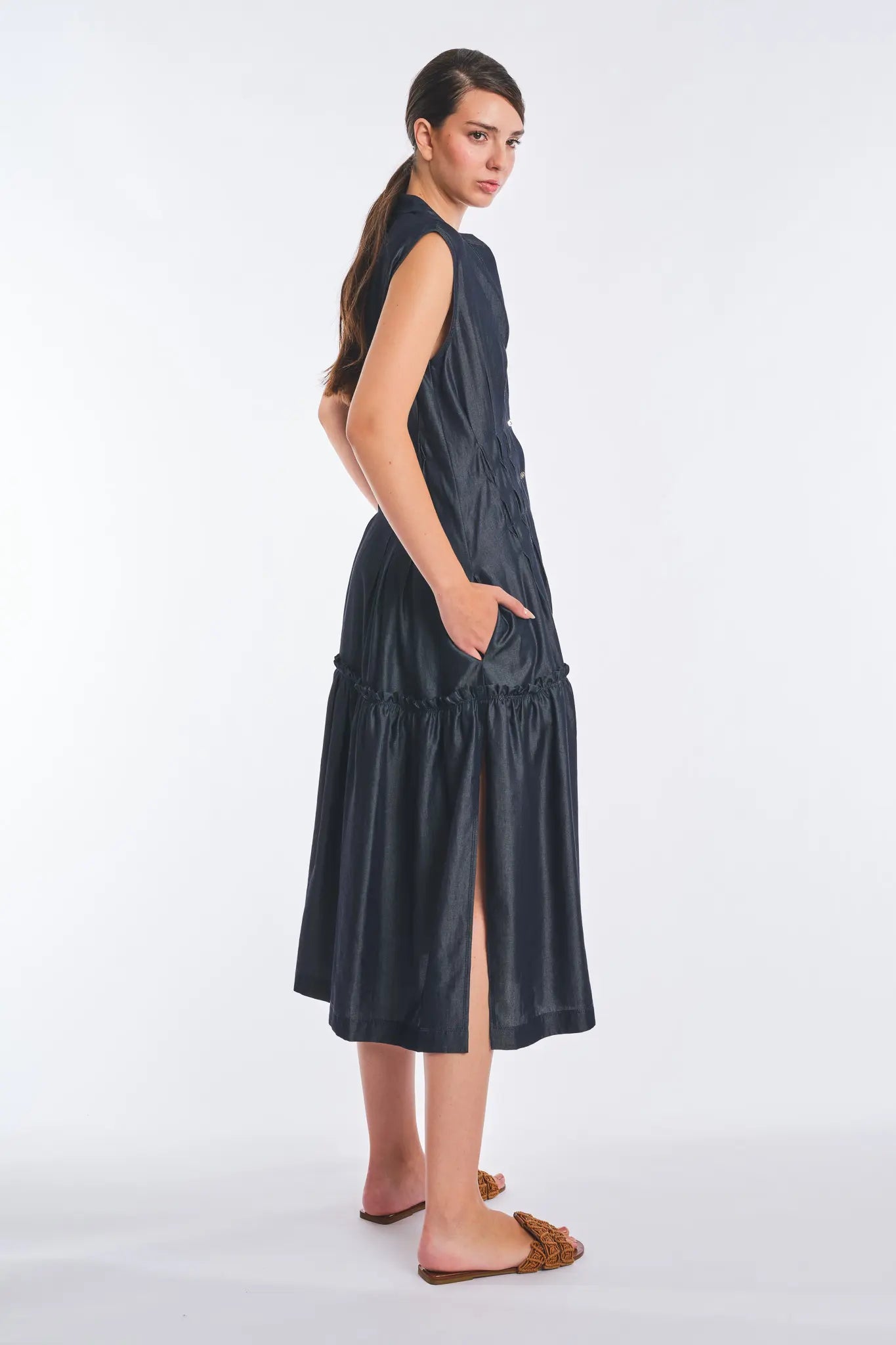 Kenny Denim Tencel Maxi Dress | Navy