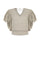 Knitted Alejandra Vest in Beige Melange with crochet ruffles and V-neck