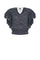 Knitted Alejandra Vest in Navy Melange with V-neck and crochet details