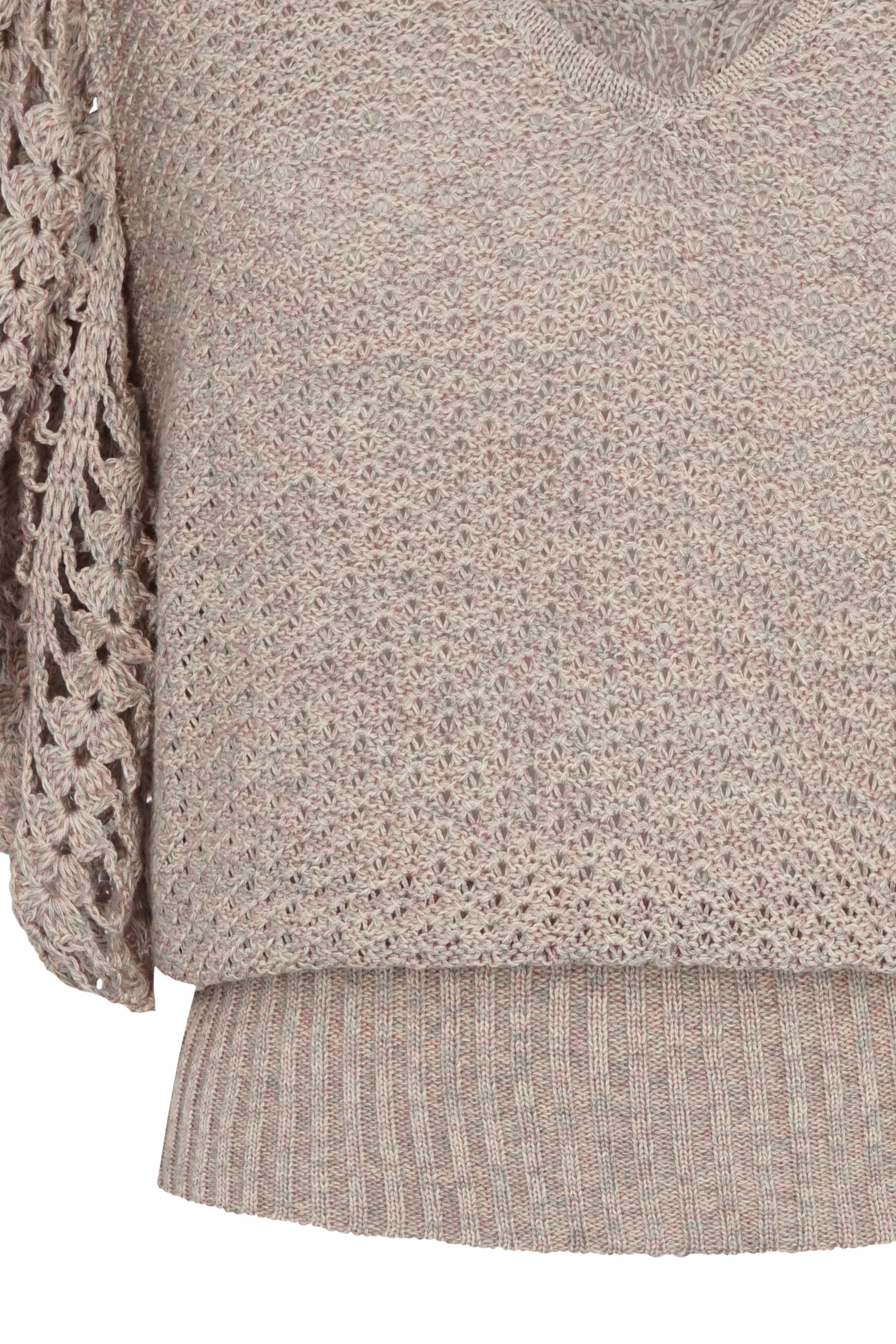 Knitted Alejandra Vest in Rose Melange with elegant ruffle sleeves